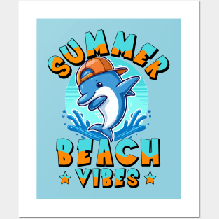 Summer Beach Vibes - Dabbing Dolphin Posters and Art